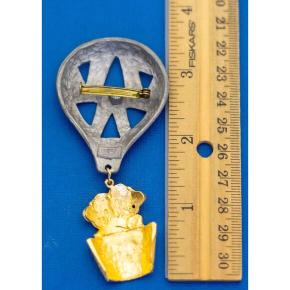 Vintage Hot Air Balloon Gold Silver Tone Family Brooch - D2 - Picture 3 of 3